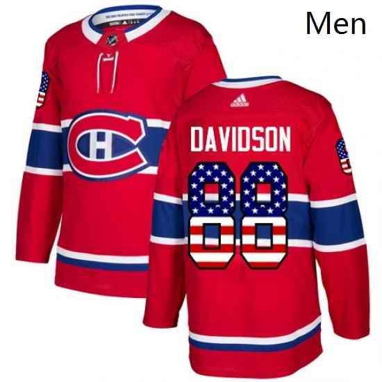 Mens Adidas Montreal Canadiens 88 Brandon Davidson Authentic Red USA Flag Fashion NHL Jersey